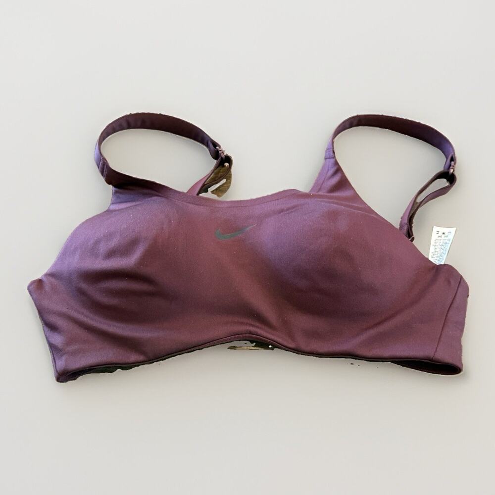 Nike Womens Maroon Sports Bra Athletic Workout Run Yoga Bra Size 32C